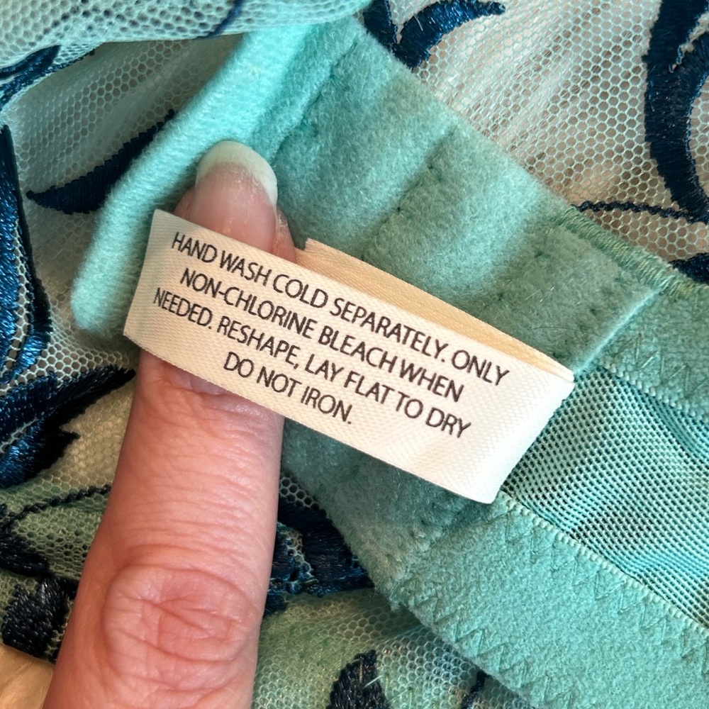 NWOT Soma Sensuous Lace Unlined Bra with Underwire, Wasabi/Poseidon, Size 38D - Picture 11 of 11
